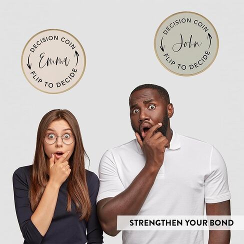 Andaz Press Personalized Couple Decision Coin Gifts, Custom Flip to Decide Coin, Decision Maker Coin, Funny Couple Gift for Boyfriend, Girlfriend, Husband, Wife, Men, Women, Includes Keychain Holder in Saudi Arabia