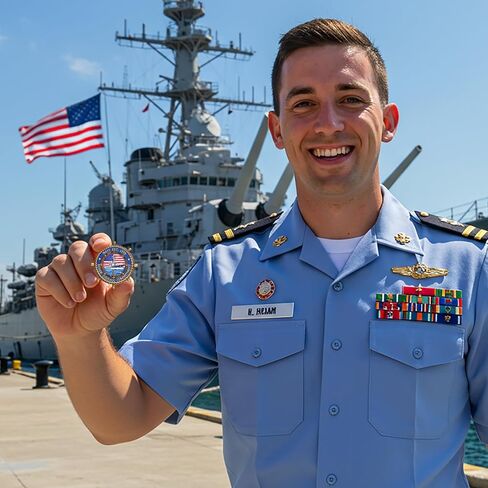 عملة LParkin US Navy Challenge مع Sailor's Creed، عملة بحرية أمريكية مزدوجة الجوانب مقاس 2.36 بوصة، هدية عسكرية تذكارية للمحاربين القدامى والبحارة وهواة الجمع in Saudi Arabia