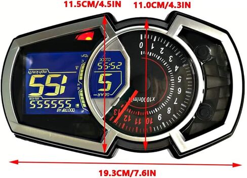 عداد السرعة للدراجة من Riloer، عداد المسافات للدراجات مع شاشة LCD، مقياس رقمي 1/2/4 أسطوانات للدراجات النارية/مقياس الوقود العالمي مع مستشعر، متوافق مع Kawasaki Ninja650 in Kuwait