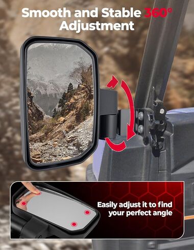 مرايا الرؤية الجانبية KEMIMOTO UTV متوافقة مع Polaris Ranger 570 500 900 XP 2014-2025، ميزة الربيع الخلفي، أنبوب مناسب للمحترفين، أجزاء ملحقات وظيفة إعادة الضبط التلقائي الذكية in Saudi Arabia