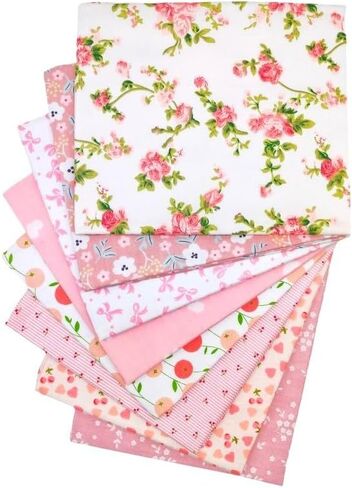 8 Pcs Floral Cotton Fabric - Precut Quilt Sewing Quilting Fabric (19.6x19.6in) in Saudi Arabia