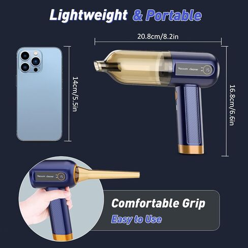 Car Vacuum Cleaner, 15000PA Mini Portable Handheld Car Vacuum Rechargeable Dust Buster, Wireless Air Blower, LED Display Powerful Cordless Vacuum Cleaner for Home Pet Hair Office in Saudi Arabia