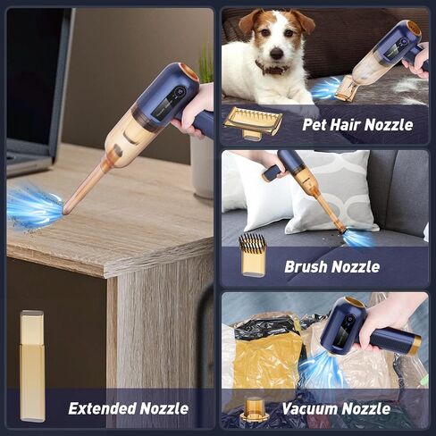 Car Vacuum Cleaner, 15000PA Mini Portable Handheld Car Vacuum Rechargeable Dust Buster, Wireless Air Blower, LED Display Powerful Cordless Vacuum Cleaner for Home Pet Hair Office in Saudi Arabia