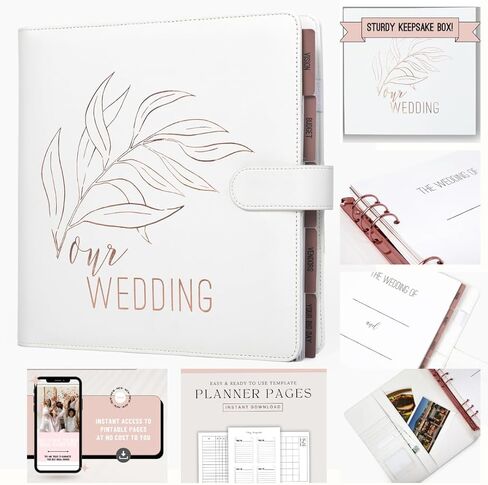 Wedding Planner Book and Organizer for Bride - Perfect Engagement Gift for Newly Engaged - Future Mrs Wedding Planning Binder with Rose Gold Accents, Tabs, Checklists - Bride to Be Gift in Kuwait
