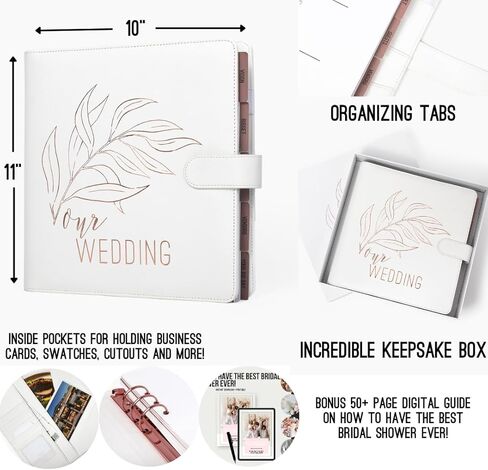 Wedding Planner Book and Organizer for Bride - Perfect Engagement Gift for Newly Engaged - Future Mrs Wedding Planning Binder with Rose Gold Accents, Tabs, Checklists - Bride to Be Gift in Kuwait