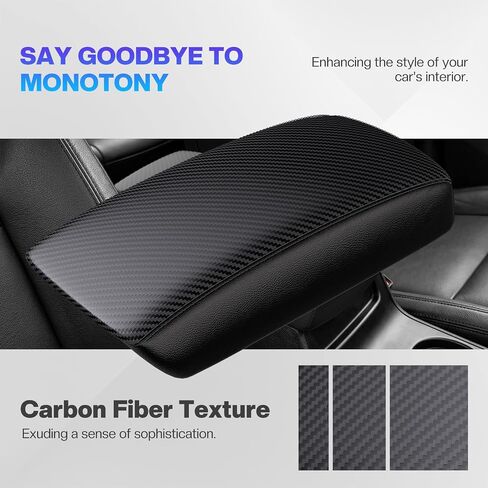 غطاء وحدة التحكم المركزية من Autoorder لسيارة Ford Bronco Sport 2021-2024 2025/Escape 2020-2024 2025 ملحقات غطاء مسند الذراع من ألياف الكربون مضاد للخدش وسادة وحدة التحكم الوسطى واقي مسند الذراع الجلدي in Saudi Arabia