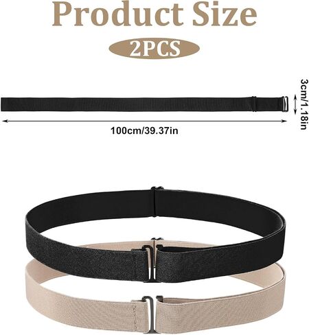 2 PCS Elastic Crop Tuck Band Women, Lightweight Adjustable Band for Crop Tops, Invisible Shirt Tuck Band for Cropping Shirts Women Jeans Pants Dresses Change the Style of Your Tops(Black, Khaki) in Saudi Arabia