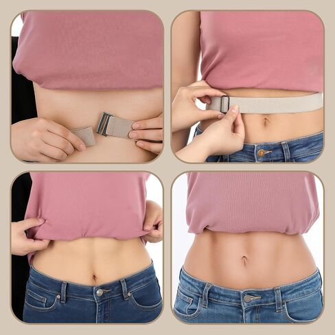 2 PCS Elastic Crop Tuck Band Women, Lightweight Adjustable Band for Crop Tops, Invisible Shirt Tuck Band for Cropping Shirts Women Jeans Pants Dresses Change the Style of Your Tops(Black, Khaki) in Saudi Arabia