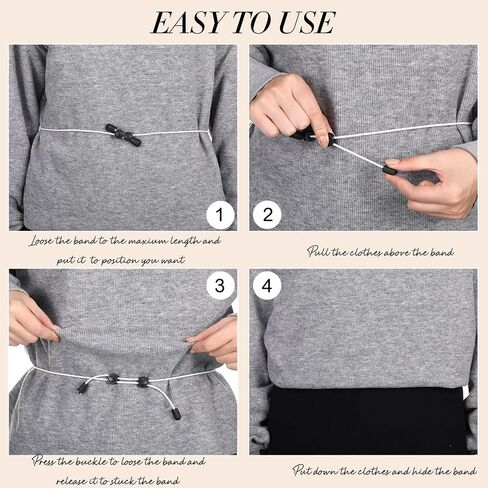 Boao 2 Pcs Shirt Tuck Band Women Tuck Adjustable Band Tucking Sweaters Shirts Belly Leak Elastic Crop Belts for Women(Black) in Saudi Arabia