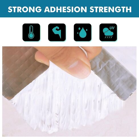 شريط بوتيل من الألومنيوم المقاوم للماء في الهواء الطلق، 3.94 بوصة × 16.4 قدم × 5/128 بوصة، شريط مانع للتسرب RV/البحرية، إيقاف تسرب سقف العربة، إصلاح ورقة التسقيف، ختم القارب، مقاوم للطقس ومتين in Kuwait