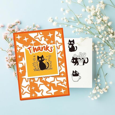 Lovely Black Cat Clear Stamps Leaf Flower Fish Butterfly Silicone Clear Stamp Seals Cartoon Animals Transparent Stamps for DIY Scrapbooking Cards Making Photo Album Journal in Saudi Arabia