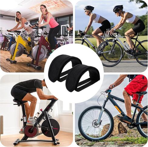 2 Pair Bike Toe Clips Strap, Bicycle Pedal Straps, Black Bicycle Feet Straps for Fixed Gear Bike Pedals and Cleats Parts in Saudi Arabia