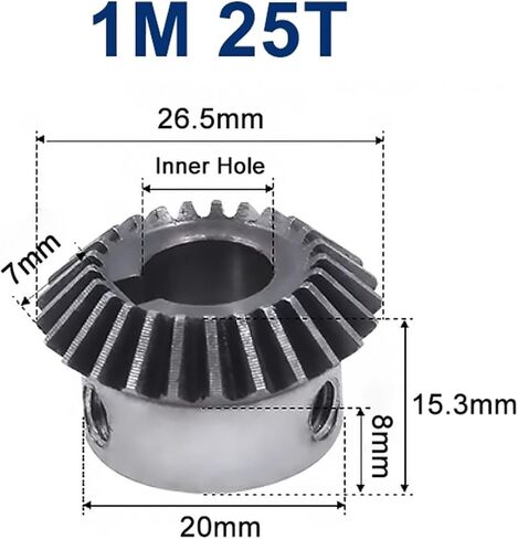 1M 25 Teeth Bevel Gear Inner Hole 8mm Keyway 3mm Metal Gears 90 Degrees 1-16Pcs(7pcs 1M 25 Teeth) in Saudi Arabia