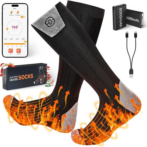 Heated Socks for Men Women with APP Control, 8000mAh Battery Rechargeable Electric Washable Winter Warm Feet and Outdoor for Hunting Skiing Cycling Camping in Saudi Arabia