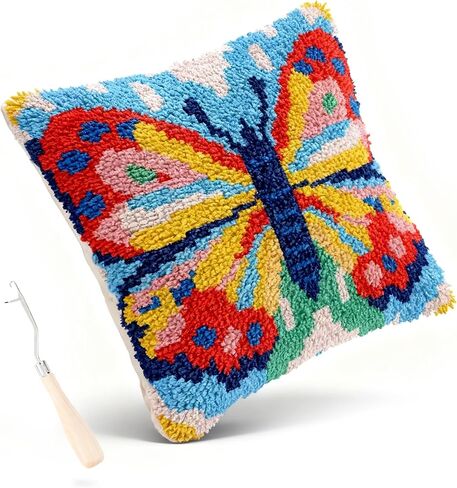 Miaceito Pre-Printed Love Latch Hook Kits for Adults Beginners, DIY Latch Hook Pillow Kits Includes Wooden Hook to Make 17x17 Inch Home furnishings Sofa Decoration in Saudi Arabia