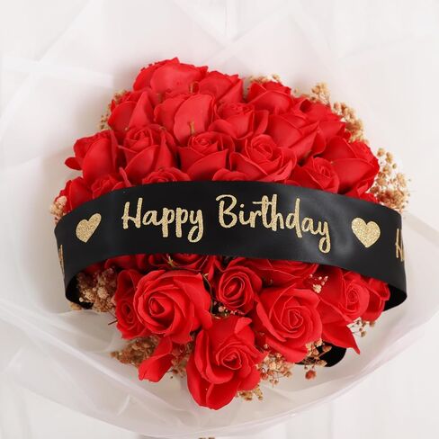 TONIFUL Glitter Black Happy Birthday Satin Ribbon 2 Inch x 10 Yards Wide Printed Shiny Ribbon for Gift Wrapping,Flower Bouquet Decoration,Crafts,Banner Making and Party Supply in Saudi Arabia