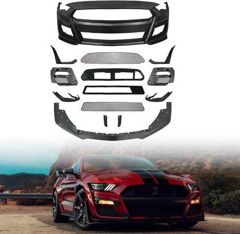LOSTAR غطاء المصد الأمامي الكامل تحويل مناسب لطراز 2018-2023 Ford Mustang GT500 in Kuwait