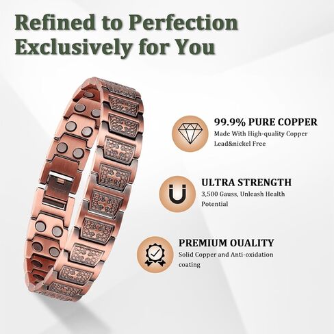 Copper Bracelet for Men 99.99% Pure Copper Cross Bracelet Magnetic Therapy Chain Link Bracelet Memorial Day Gift Christian Adjustable Jewelry in Kuwait