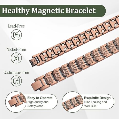 Copper Bracelet for Men 99.99% Pure Copper Cross Bracelet Magnetic Therapy Chain Link Bracelet Memorial Day Gift Christian Adjustable Jewelry in Kuwait