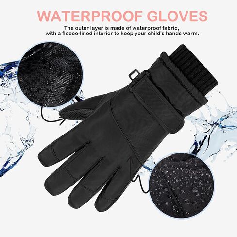 Kids Winter Ski Gloves Touchscreen and Waterproof Warm Snow Gloves for Snowboarding, Sledding for Boys Girls in Saudi Arabia