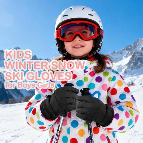 Kids Winter Ski Gloves Touchscreen and Waterproof Warm Snow Gloves for Snowboarding, Sledding for Boys Girls in Saudi Arabia