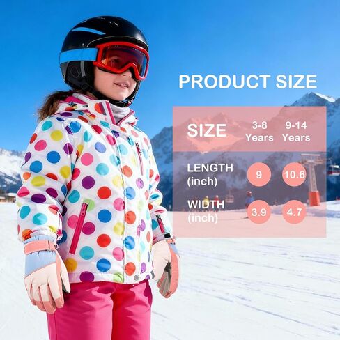 Kids Winter Ski Gloves Touchscreen and Waterproof Warm Snow Gloves for Snowboarding, Sledding for Boys Girls in Saudi Arabia