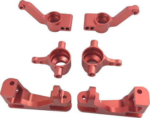 كتل العجلات من الألومنيوم RC Car C-Hubs، وكتل التوجيه ومجموعة حاملات المحور الخلفي لـ 1/10 Slash 4X4، Stampede 4X4، Rustler 4WD، استبدال الأجزاء #6837#6832#1952 (أحمر) in Saudi Arabia