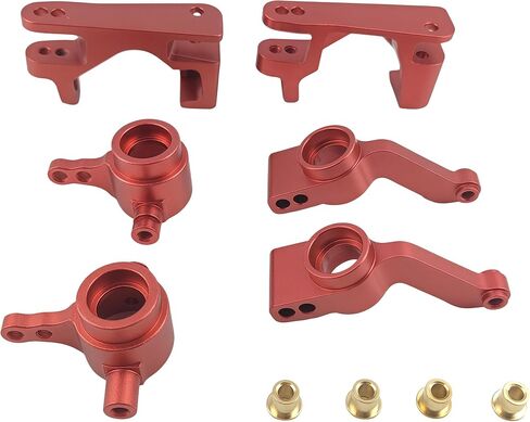 كتل العجلات من الألومنيوم RC Car C-Hubs، وكتل التوجيه ومجموعة حاملات المحور الخلفي لـ 1/10 Slash 4X4، Stampede 4X4، Rustler 4WD، استبدال الأجزاء #6837#6832#1952 (أحمر) in Saudi Arabia