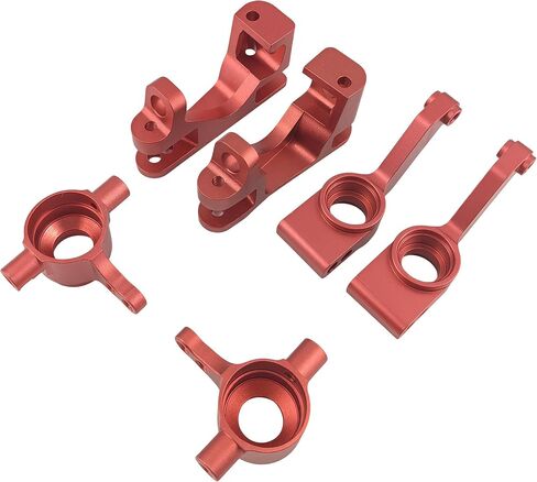 كتل العجلات من الألومنيوم RC Car C-Hubs، وكتل التوجيه ومجموعة حاملات المحور الخلفي لـ 1/10 Slash 4X4، Stampede 4X4، Rustler 4WD، استبدال الأجزاء #6837#6832#1952 (أحمر) in Saudi Arabia