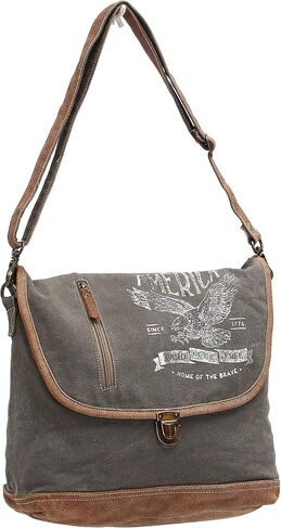 USA Stamp Upcycled Canvas and Genuine Leather Crossbody Bag in Saudi Arabia