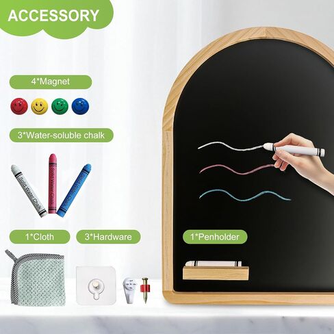 Curved Balckboard, 11.8″x15.7″ Magnetic Chalkoard, Pine Frame, Wall Mounted, with Four Magnets and Writing Pens, Easy to Erase, Holiday Gift, Writing Board, Home, School, Coffee Shop in Saudi Arabia