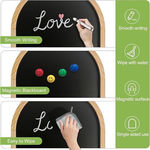 Curved Balckboard, 11.8″x15.7″ Magnetic Chalkoard, Pine Frame, Wall Mounted, with Four Magnets and Writing Pens, Easy to Erase, Holiday Gift, Writing Board, Home, School, Coffee Shop in Saudi Arabia