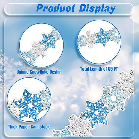 65ft Winter Snowflake Bulletin Board Borders, Snowflake Border for Bulletin Board Snowflakes Shape Boarders for Winter Classroom Office Chalkboard Wall Decor in Saudi Arabia