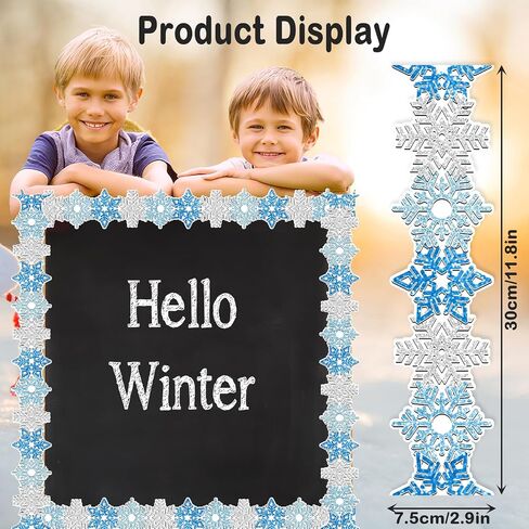 65ft Winter Snowflake Bulletin Board Borders, Snowflake Border for Bulletin Board Snowflakes Shape Boarders for Winter Classroom Office Chalkboard Wall Decor in Saudi Arabia
