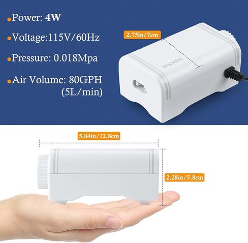 FEDOUR 80GPH Aquarium Air Pump, Ultra Quiet Oxygen Pump for up to 120Gallon Fish and Turtle Tank, Powerful Fish Air Bubbler in Saudi Arabia