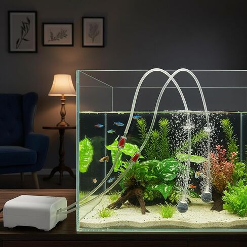 FEDOUR 80GPH Aquarium Air Pump, Ultra Quiet Oxygen Pump for up to 120Gallon Fish and Turtle Tank, Powerful Fish Air Bubbler in Saudi Arabia