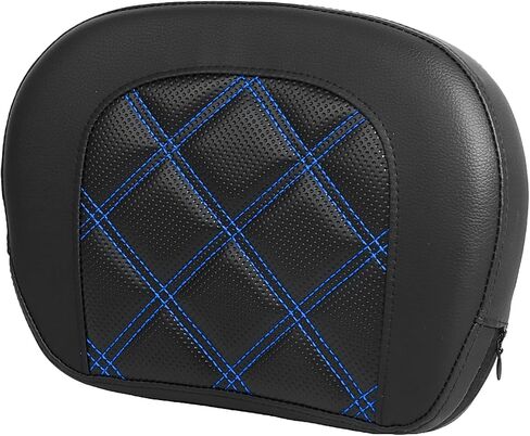 Detachable Leather Sissy Bar Backrest Pad Fits For Harley Touring Electra Glide Road King Street Glide Road Glide 1997-UP,Double Blue Stitching in Saudi Arabia