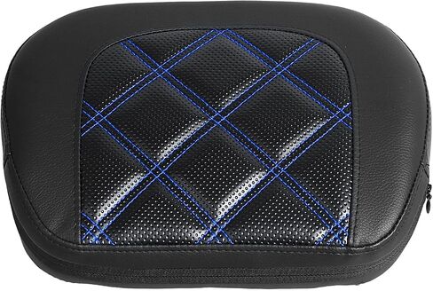 Detachable Leather Sissy Bar Backrest Pad Fits For Harley Touring Electra Glide Road King Street Glide Road Glide 1997-UP,Double Blue Stitching in Saudi Arabia