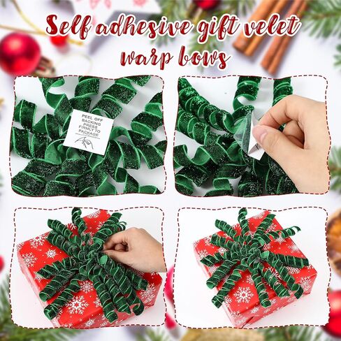 12 Pcs Glitter Velvet Bows for Gift Wrapping 6 Inch Sage Curly Burst Velvet Ribbon Bows Self Adhesive Gift Bow for Presents DIY Crafts Christmas Bridal Shower Wedding Party Favors Decorations in Saudi Arabia