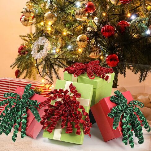 12 Pcs Glitter Velvet Bows for Gift Wrapping 6 Inch Sage Curly Burst Velvet Ribbon Bows Self Adhesive Gift Bow for Presents DIY Crafts Christmas Bridal Shower Wedding Party Favors Decorations in Saudi Arabia