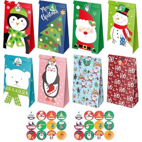 24 قطعة من حقائب هدايا عيد الميلاد من جايوايانج، حقائب هدايا صغيرة لعيد الميلاد مع ملصقات، جودي ميني لتغليف هدايا العطلات لصالح الحفلات. in Kuwait