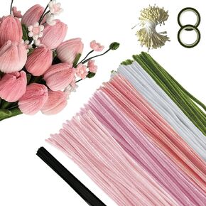 922 Pcs Pipe Cleaners Craft for Flowers, 5 Assorted Colors Pipe Cleaners Bulk for Arts and Crafts Supplies, Pastel Chenille Stems for DIY Art Making Kits, Bulk Fuzzy Gardening Tape Ribbon in Saudi Arabia