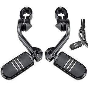 1.25" Adjustable Highway Footpegs for Harley Touring/Softail/Sportster (Street Glide/Road King) CVO Dyna Trike VRSC - Long Angled Crash Pegs w/Mounts & 1-1/4 Engine Guard Compatibility (Chrome) in Saudi Arabia