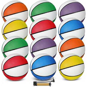 Mini Basketballs for Kids Size 3 Basketballs Bulk with Pump 7 Inch Colorful Rubber Basketball for Mini Hoop Indoor Outdoor Practice Waterproof Pool Basketball Toddler Yard Game (12 Pieces)… in Kuwait
