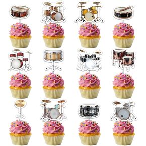 12PCS Drum Set Cake Toppers Music Themed Party Cake Decors Birthday Baby Shower Cupcake Topper Party Supplies in Saudi Arabia