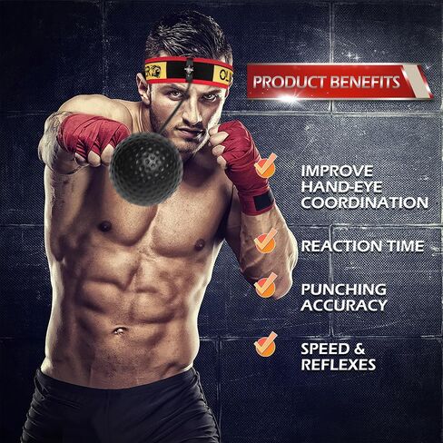 Boxing Reflex Ball for Adults, 4 Levels Boxing Ball with 2 Headbands, 1 Pair Gloves and 1 Goggles, Perfect for Reaction, Agility, Punching Speed, Fight Skill and Hand Eye Coordination Training in Kuwait