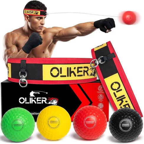 Boxing Reflex Ball for Adults, 4 Levels Boxing Ball with 2 Headbands, 1 Pair Gloves and 1 Goggles, Perfect for Reaction, Agility, Punching Speed, Fight Skill and Hand Eye Coordination Training in Kuwait