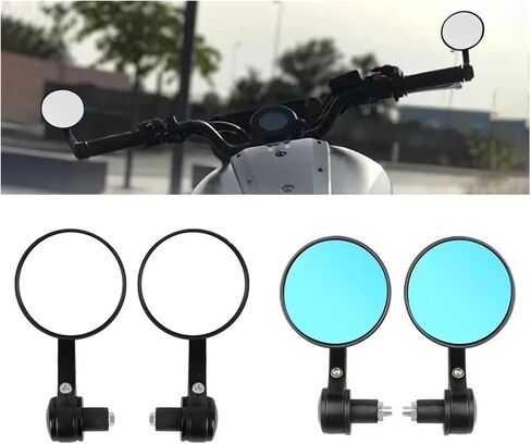 Motorcycle Handlebar Rearview Mirror Handlebar Extended Rear View Mirror Small Blind Spot Wide View Turning(White Glass) in Saudi Arabia