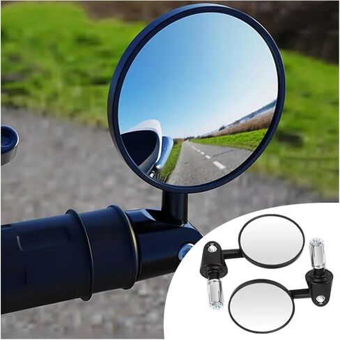 Motorcycle Handlebar Rearview Mirror Handlebar Extended Rear View Mirror Small Blind Spot Wide View Turning(White Glass) in Saudi Arabia