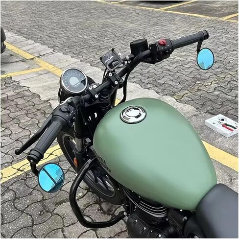 Motorcycle Handlebar Rearview Mirror Handlebar Extended Rear View Mirror Small Blind Spot Wide View Turning(White Glass) in Saudi Arabia